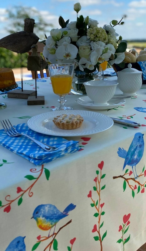 Trilho de Mesa Floratta Pássaro Azul e Coração