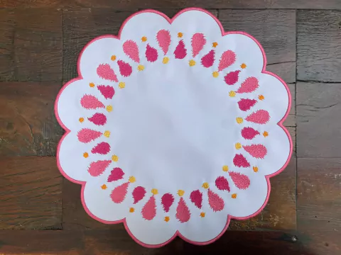 Lugar Americano Impermeável Gotas em Fio Tons Rosa