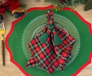 Guardanapo Xadrez Verde e Vermelho TRICOLINE