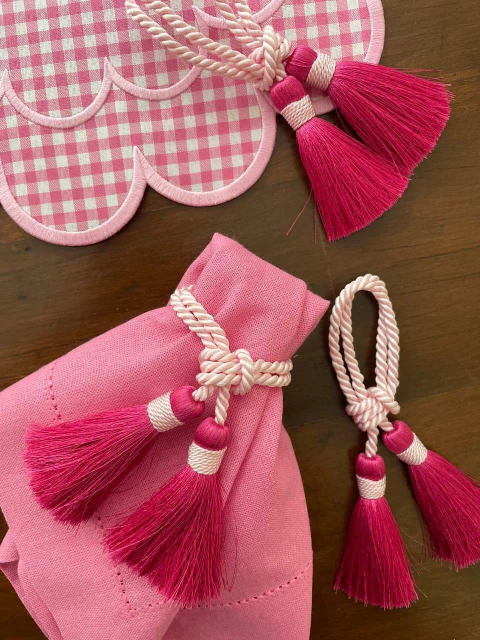 Guardanapo Ponto Ajour Rosa Chiclete LINHO - comprar online