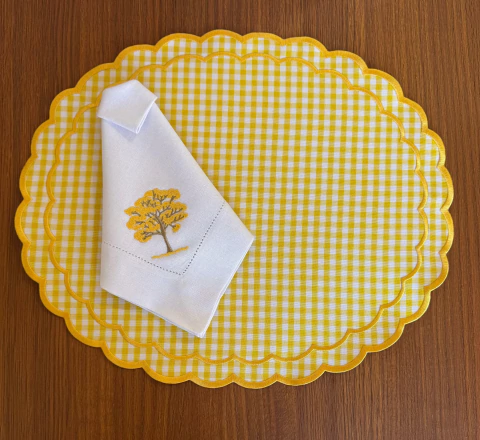 Lugar Americano Dupla Face (face lisa impermeável) Xadrez Amarelo - comprar online