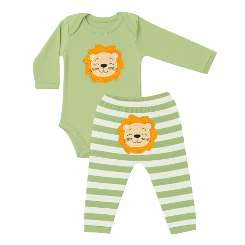 Conjunto Leão Manga Longa Algodão
