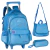 Kit 3 PEÇAS Mochila Rodinha Escolar Feminino AZUL