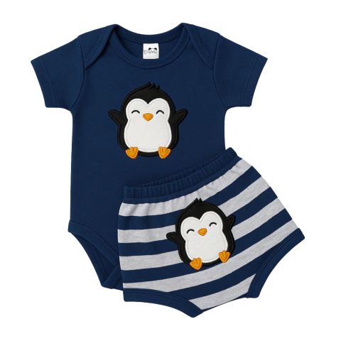 Conjunto Pinguin Manga Curta Algodão - comprar online