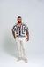 Camisa de crochê off-white & azul marinho - loja online