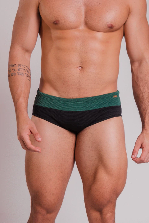 Sunga SLIM duas cores preto e verde canelado - buy online