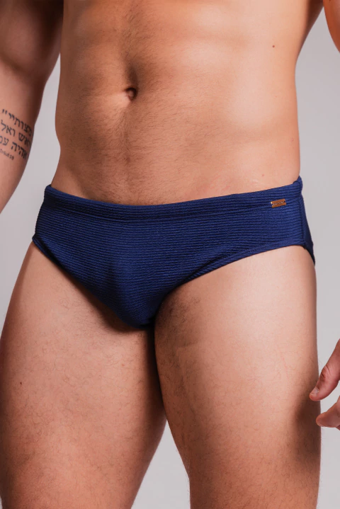 Sunga slim 7 azul marinho canelado - comprar online