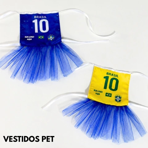 10un vestido Traje Fantasia Pet Copa do Mundo Femêa personalizado