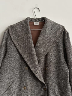 Casaco de Tweed Cinza com Gola Ampla | M - Restore Brechó