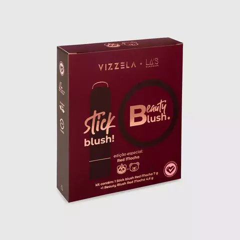 Kit Blush Stick + Blush Compacto Red Mocha C/3 - Vizzela (VZ-119)