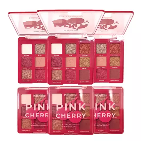 Kit Paleta De Sombras Pink Cherry C/3 - Ruby Rose (HB-E2202)