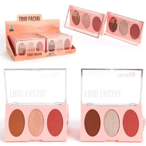 Trio Facial Blush, Iluminador e Contorno C/12 - Febella (MU5013) - comprar online