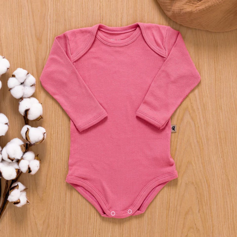 Body Manga Longa Bebê Comfort Premium Rosa Coral