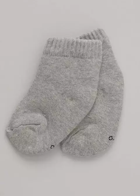 Meia Bebê Felpada 0-3 Meses Cinza