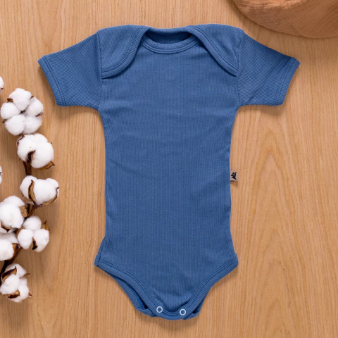 Body Curto Bebê Canelado Comfort Premium Azul Mar