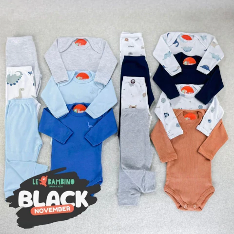 Kit Enxoval Bebê Algodão - 14 Peças de Body e Calça Sortido Menino - comprar online