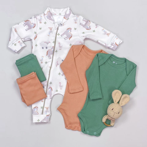 Kit Enxoval Bebê 5 Peças Neutro (Opção 4)