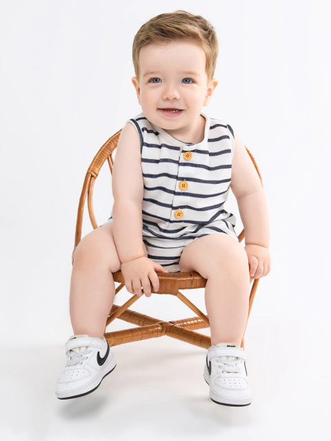 Romper Listrado com Botões Bebê Menino - comprar online
