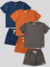Kit Conjunto Malha Block Infantil Menino Azul Laranja e Grafite - comprar online