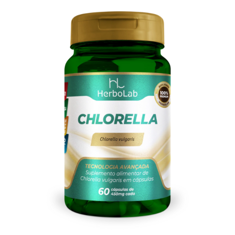 Chlorella Herbolab 60 Cáps 450mg Suplemento Natural