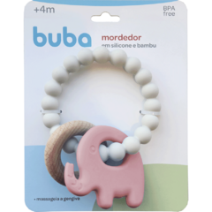Imagem do Mordedor em Silicone e Bambu Elefante Rosa (4m+)