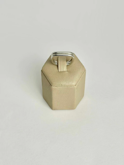 Anel duplo base quadrada - prata
