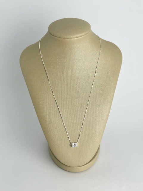 PRATA 925 - Colar lajota cristal P