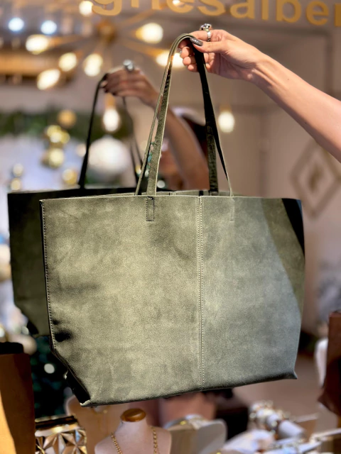 Máxi bolsa camurça militar - premium