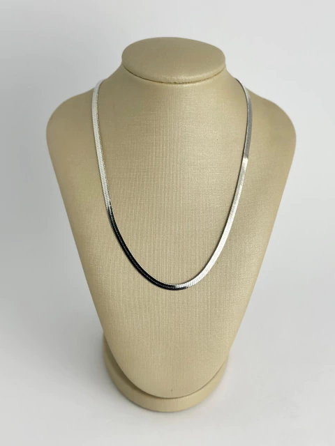 Colar malha laminada 4mm prata