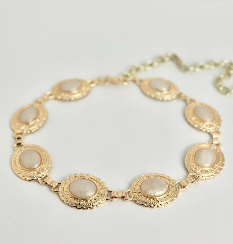 Cinto mandalas dourado + madreperola