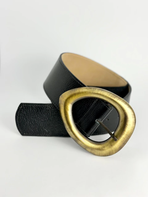 Cinto largo preto + fivela gota bold