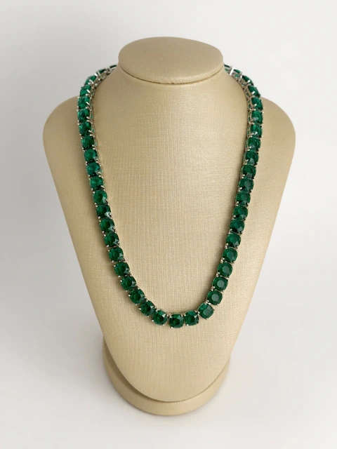 Máxi riviera verde esmeralda/ródio branco