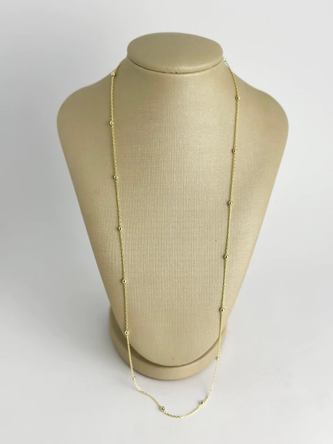 Colar joinha - mini bolinhas + elos mini 60cm