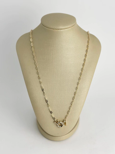 Colar elo achatadinho longo + fecho boia