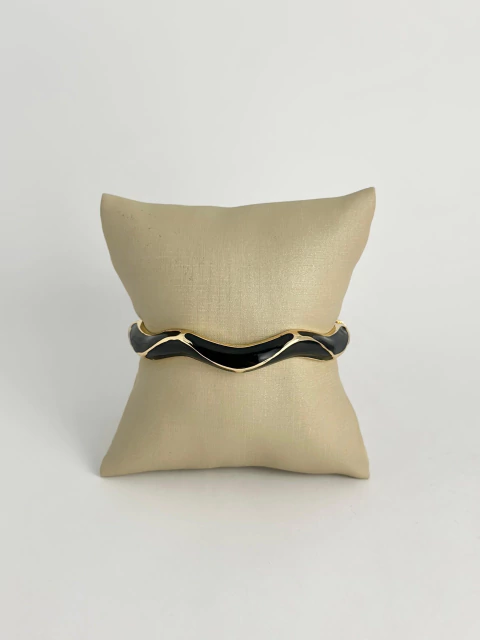 Bracelete onda fino - esmaltado preto