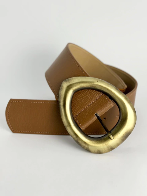 Cinto largo caramelo + fivela gota bold