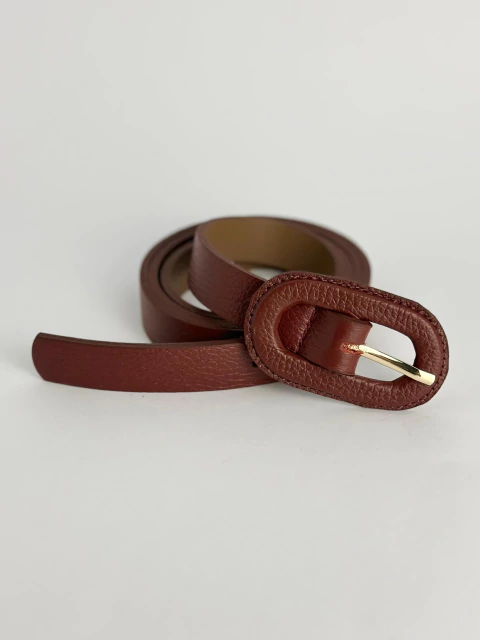 Cinto fivela encapada oval - bordô