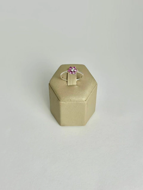 PRATA 925 - Anel florzinha verde