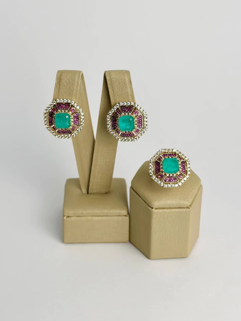 Conjunto penta - Pink + turmalina fusion