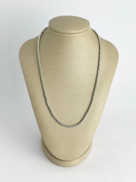 Colar curto joinha - mini bolinhas prata