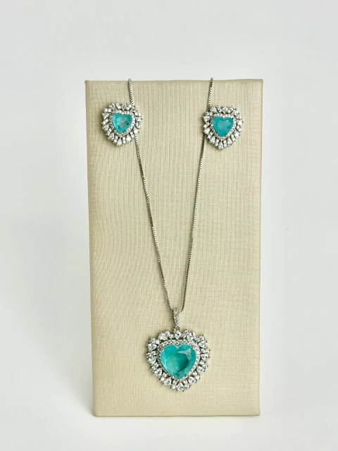 Conjunto coração realeza turmalina fusion