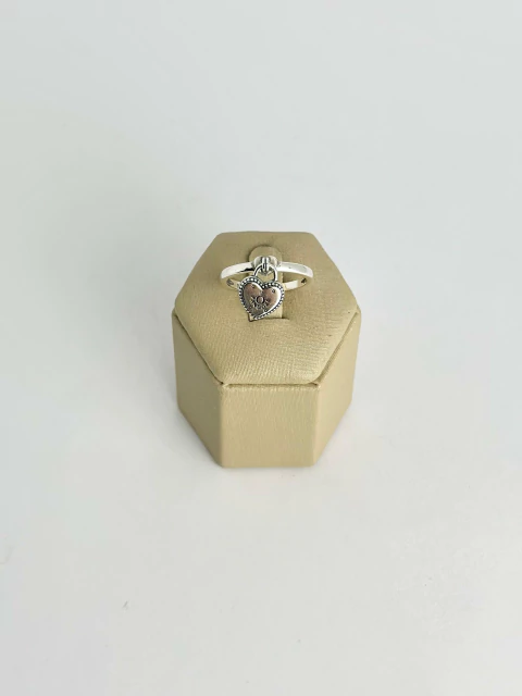 PRATA 925 - Anel inspiração coração pend