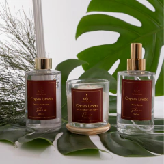 kit capim limão com difusor, home spray e vela aromática 200g
