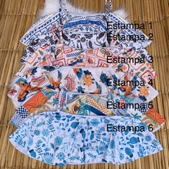 Cropped babado estampado - comprar online