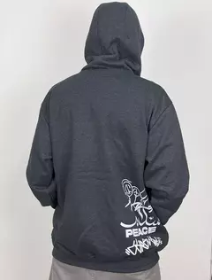 Blusa Moletom Chornic Peace Bolso com Ziper - Cinza Escuro - comprar online