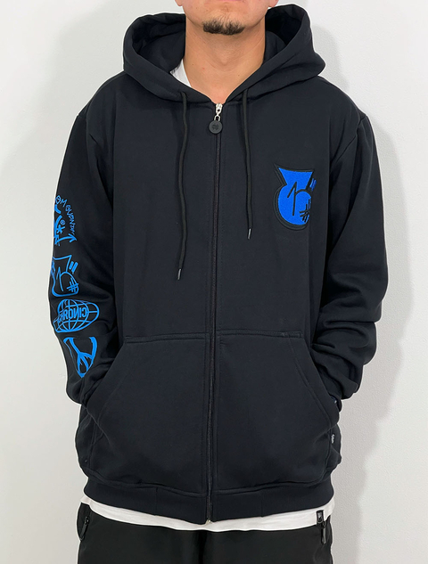 Moletom Chronic Aberto Grafite One Bold logos - Preto