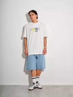 Bermuda Jeans Baggy Azul Plano c - loja online