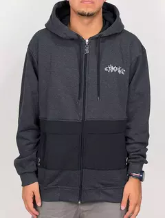 Blusa Moletom Chornic Peace Bolso com Ziper - Cinza Escuro