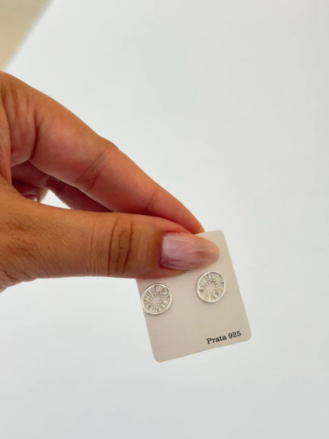 BRINCO PRATA REDONDO CRAVEJADO 925