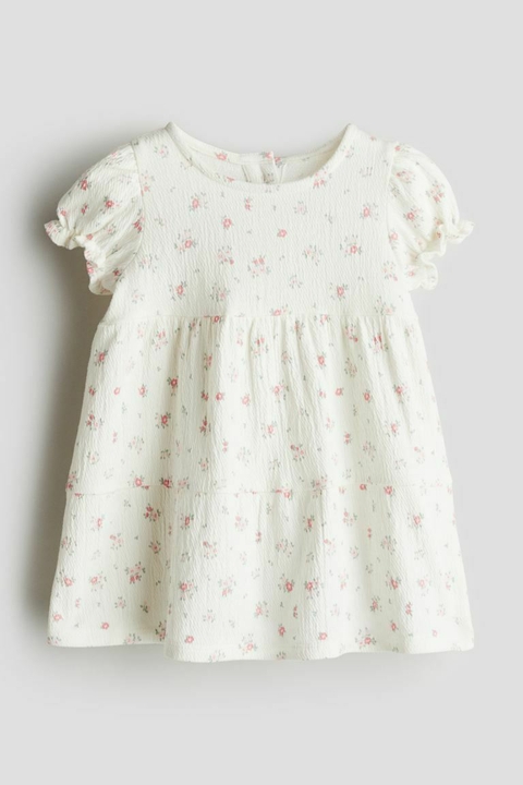 Vestido Floral Jersey Blanco | HYM